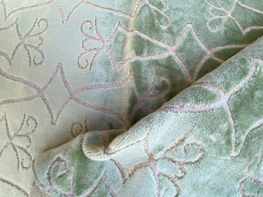 4 Berkbox74 Square Velvet by Old World Weavers Princess Aida Bamboo Green Cut Velvet Silky MSRP USD 265/Y