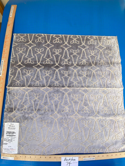 9 Berkbox74 Square Velvet by Old World Weavers Princess Aida Lavender Smoke Gray Cut Velvet Silky MSRP USD 265/Y