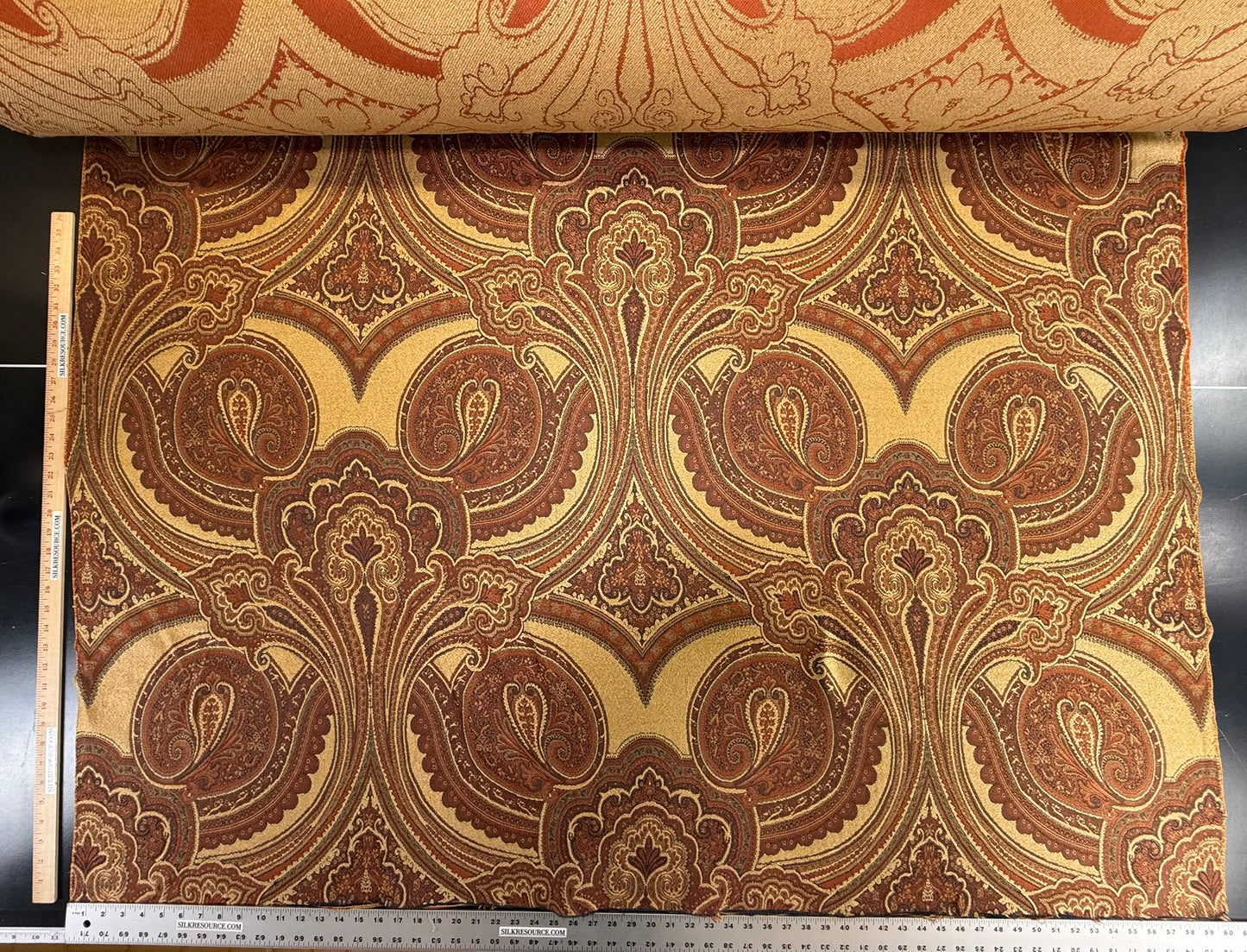 Scalamandre Balraj Rust Paisley Renaissance Historical Red Gold Linen Viscose - By The Yard -MSRP USD 384/y