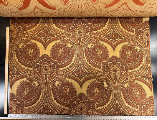 Scalamandre Balraj Rust Paisley Renaissance Historical Red Gold Linen Viscose - By The Yard -MSRP USD 384/y