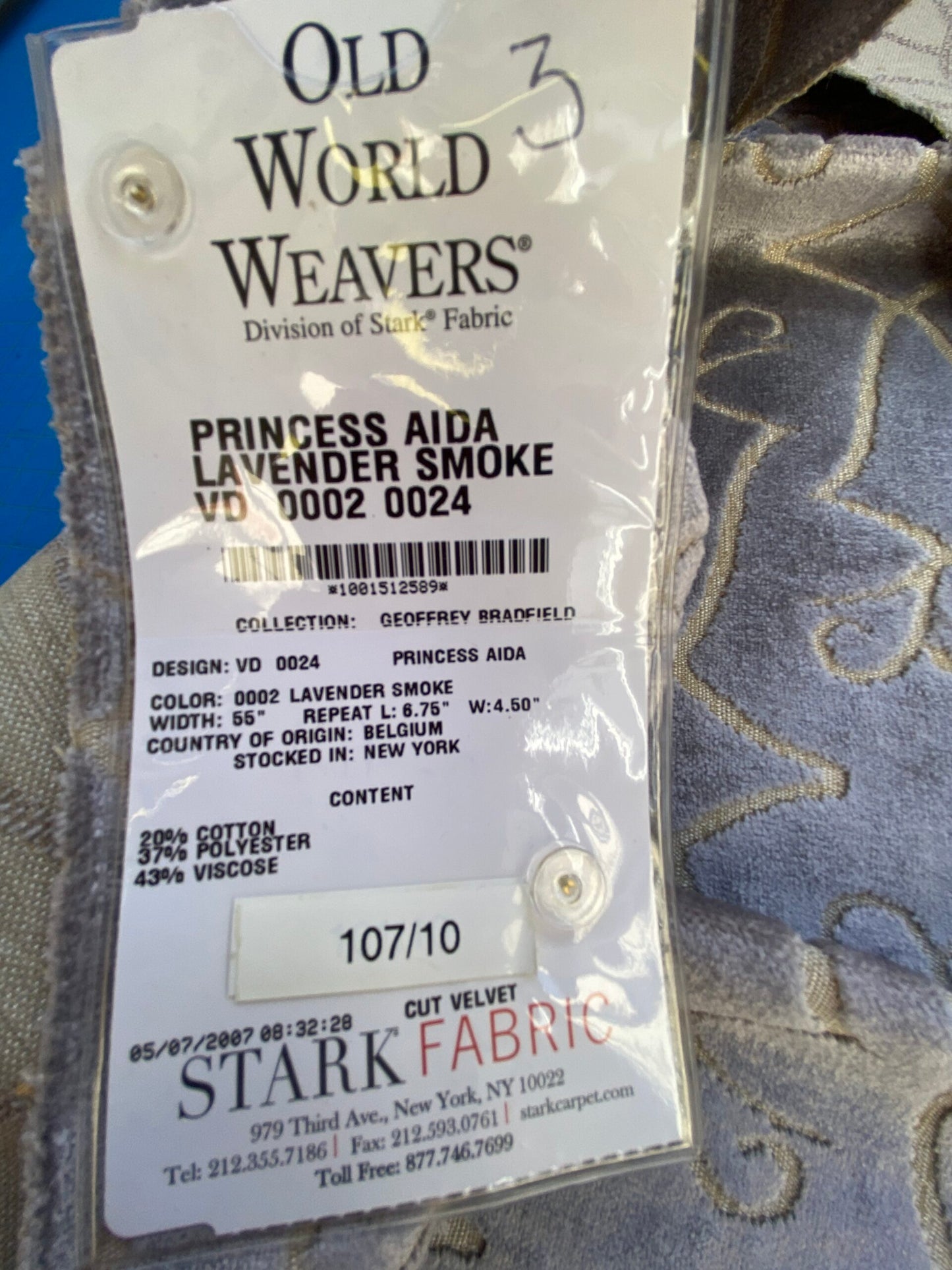 11 Berkbox74 Square Velvet by Old World Weavers Princess Aida Lavender Smoke Gray Cut Velvet Silky MSRP USD 265/Y