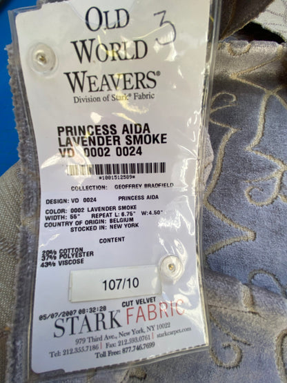 11 Berkbox74 Square Velvet by Old World Weavers Princess Aida Lavender Smoke Gray Cut Velvet Silky MSRP USD 265/Y