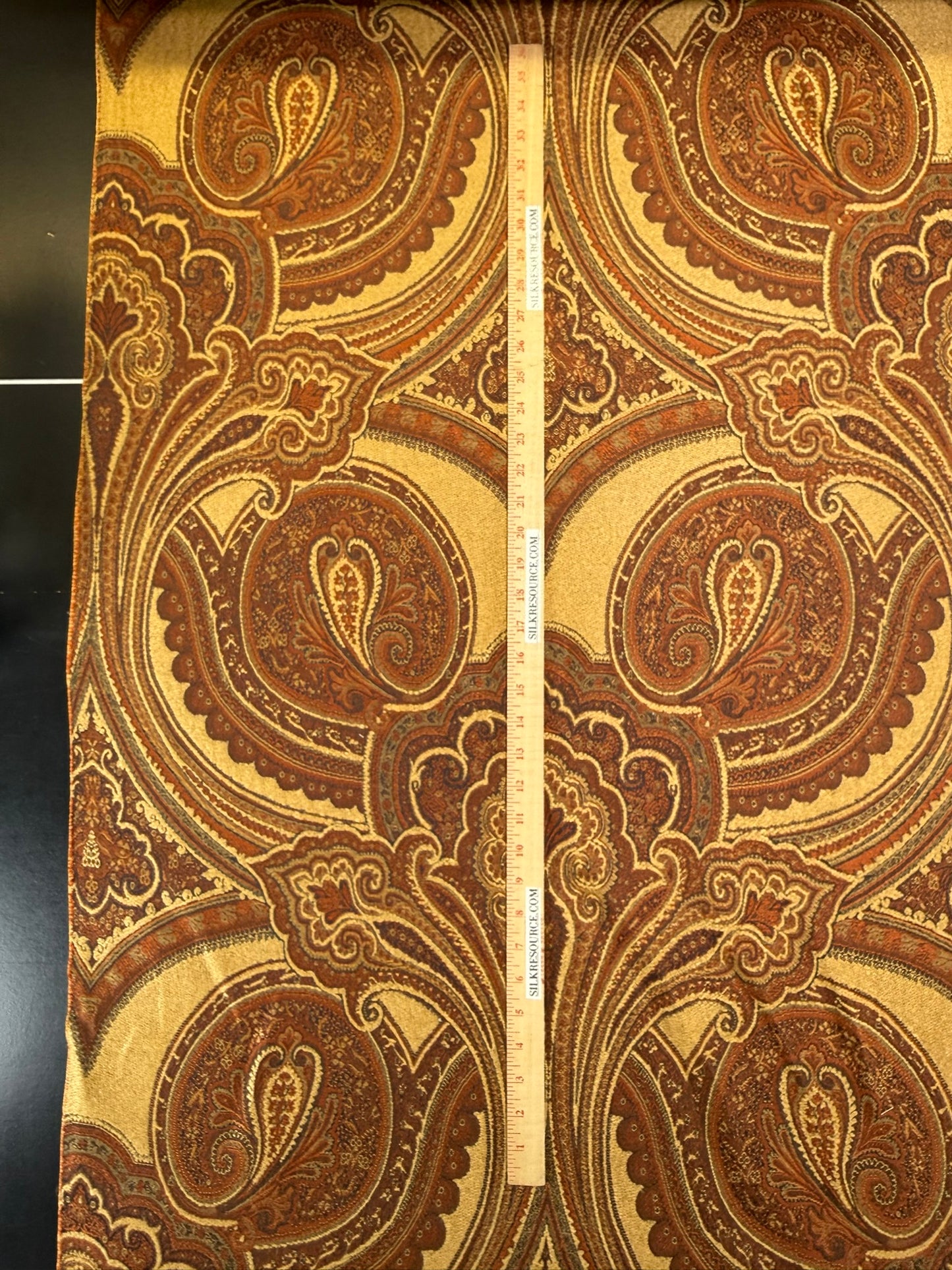 Scalamandre Balraj Rust Paisley Renaissance Historical Red Gold Linen Viscose - By The Yard -MSRP USD 384/y