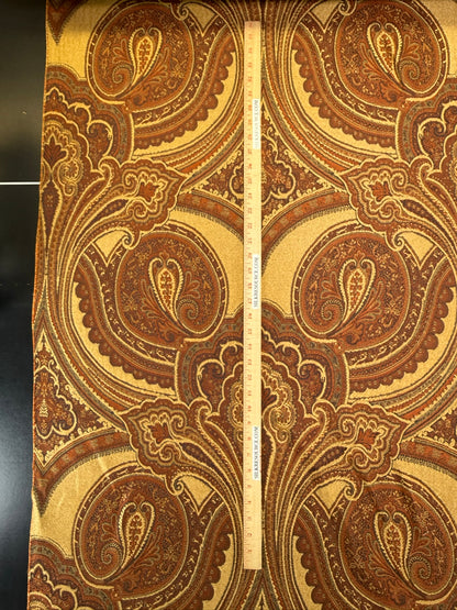 Scalamandre Balraj Rust Paisley Renaissance Historical Red Gold Linen Viscose - By The Yard -MSRP USD 384/y