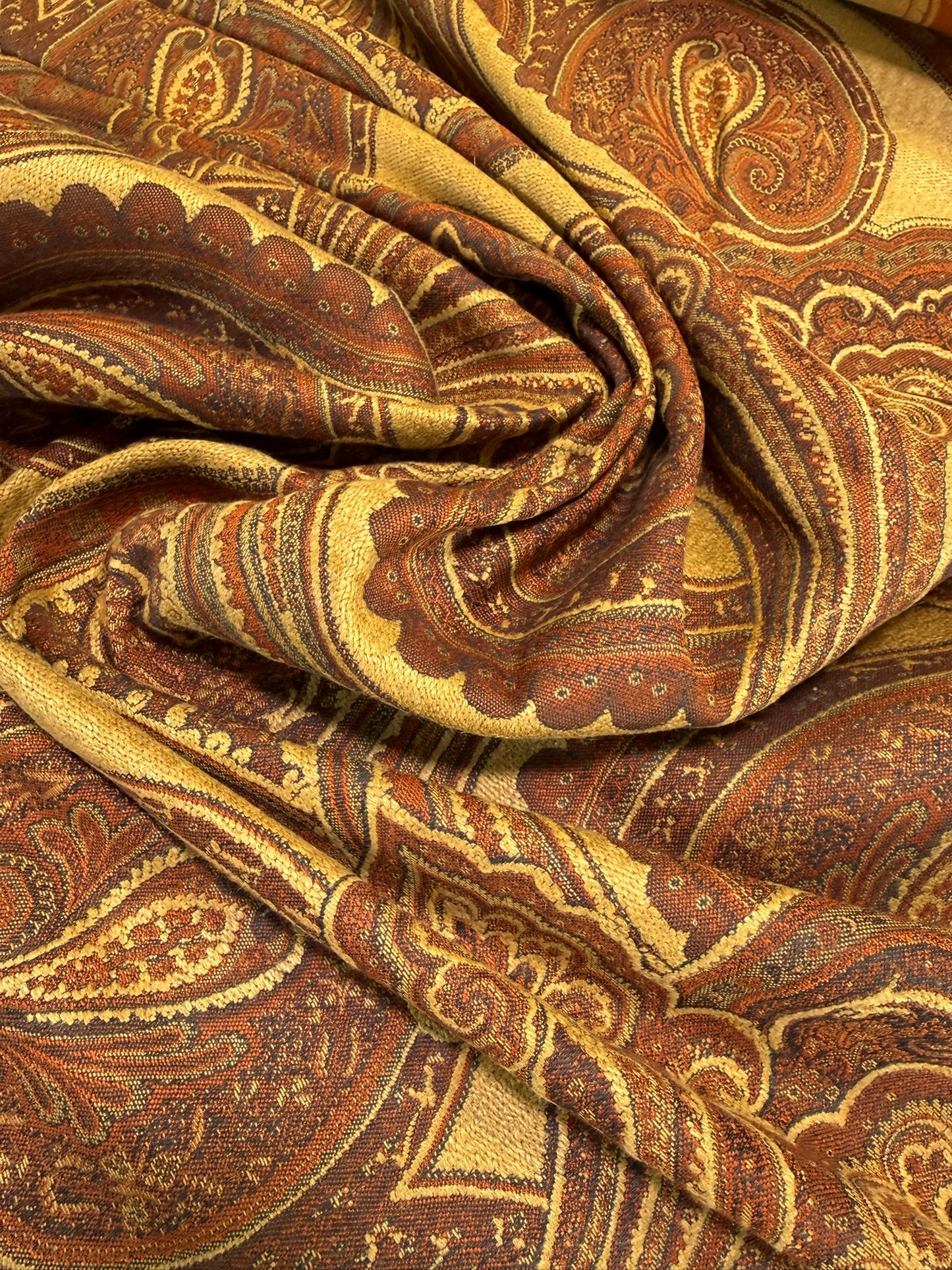 Scalamandre Balraj Rust Paisley Renaissance Historical Red Gold Linen Viscose - By The Yard -MSRP USD 384/y