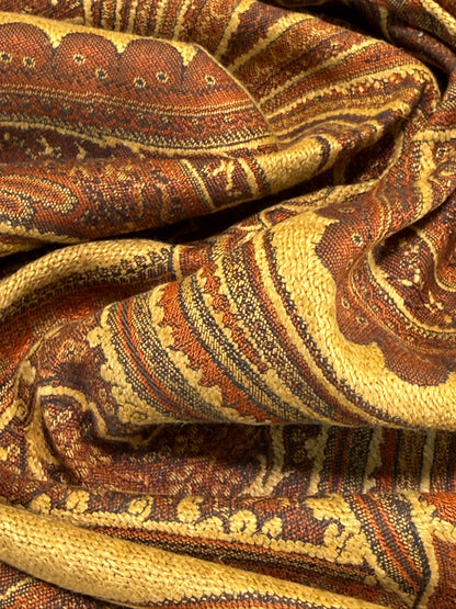 Scalamandre Balraj Rust Paisley Renaissance Historical Red Gold Linen Viscose - By The Yard -MSRP USD 384/y