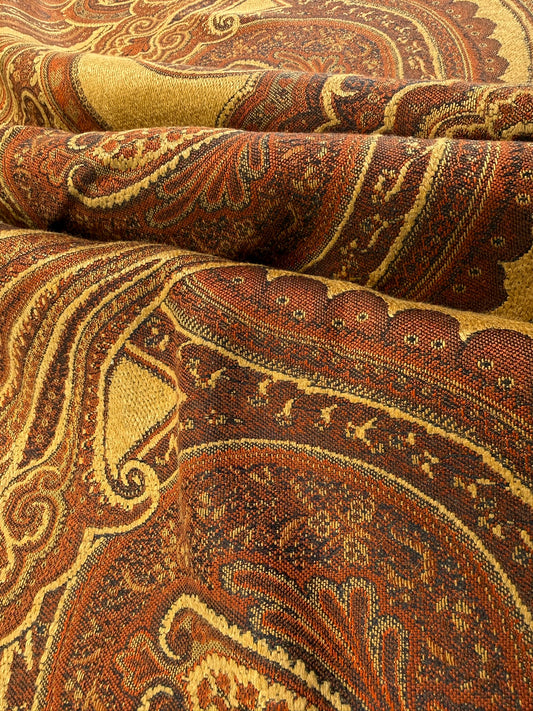 Scalamandre Balraj Rust Paisley Renaissance Historical Red Gold Linen Viscose - By The Yard -MSRP USD 384/y