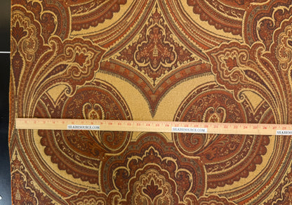 Scalamandre Balraj Rust Paisley Renaissance Historical Red Gold Linen Viscose - By The Yard -MSRP USD 384/y