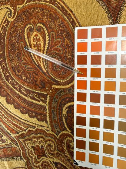 Scalamandre Balraj Rust Paisley Renaissance Historical Red Gold Linen Viscose - By The Yard -MSRP USD 384/y