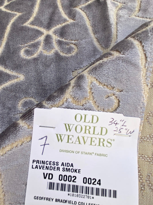 14 Berkbox74 Square Velvet by Old World Weavers Princess Aida Lavender Smoke Gray Cut Velvet Silky MSRP USD 265/Y