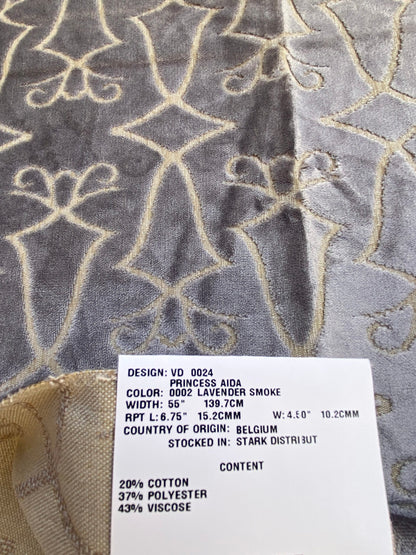 14 Berkbox74 Square Velvet by Old World Weavers Princess Aida Lavender Smoke Gray Cut Velvet Silky MSRP USD 265/Y