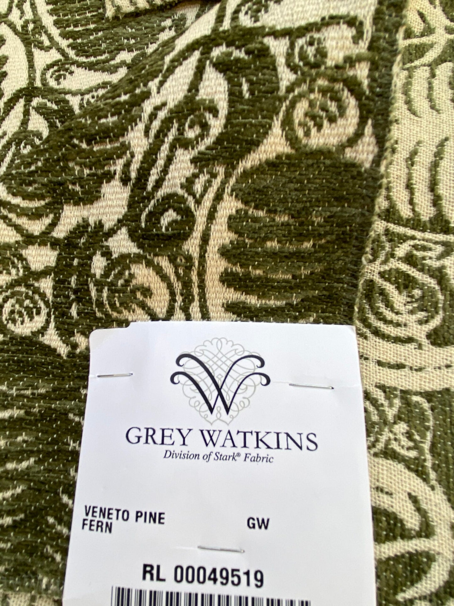 17 Berkbox74 Square Velvet by Grey Watkins Veneto Pine Fern Green White Tree Foliage Chenille Jacquard MSRP USD 590/Y
