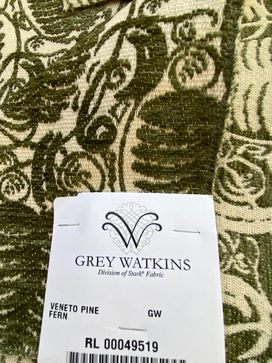 17 Berkbox74 Square Velvet by Grey Watkins Veneto Pine Fern Green White Tree Foliage Chenille Jacquard MSRP USD 590/Y