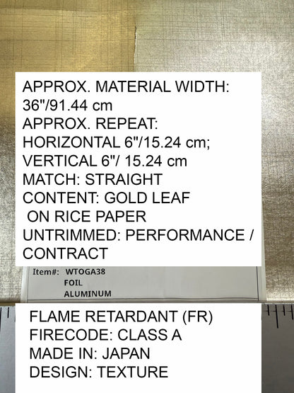 Scalamandre Foil Aluminum Wallpaper Silver Gray Gold Leaf on Rice Paper - By The Yard - MSRP USD402/y