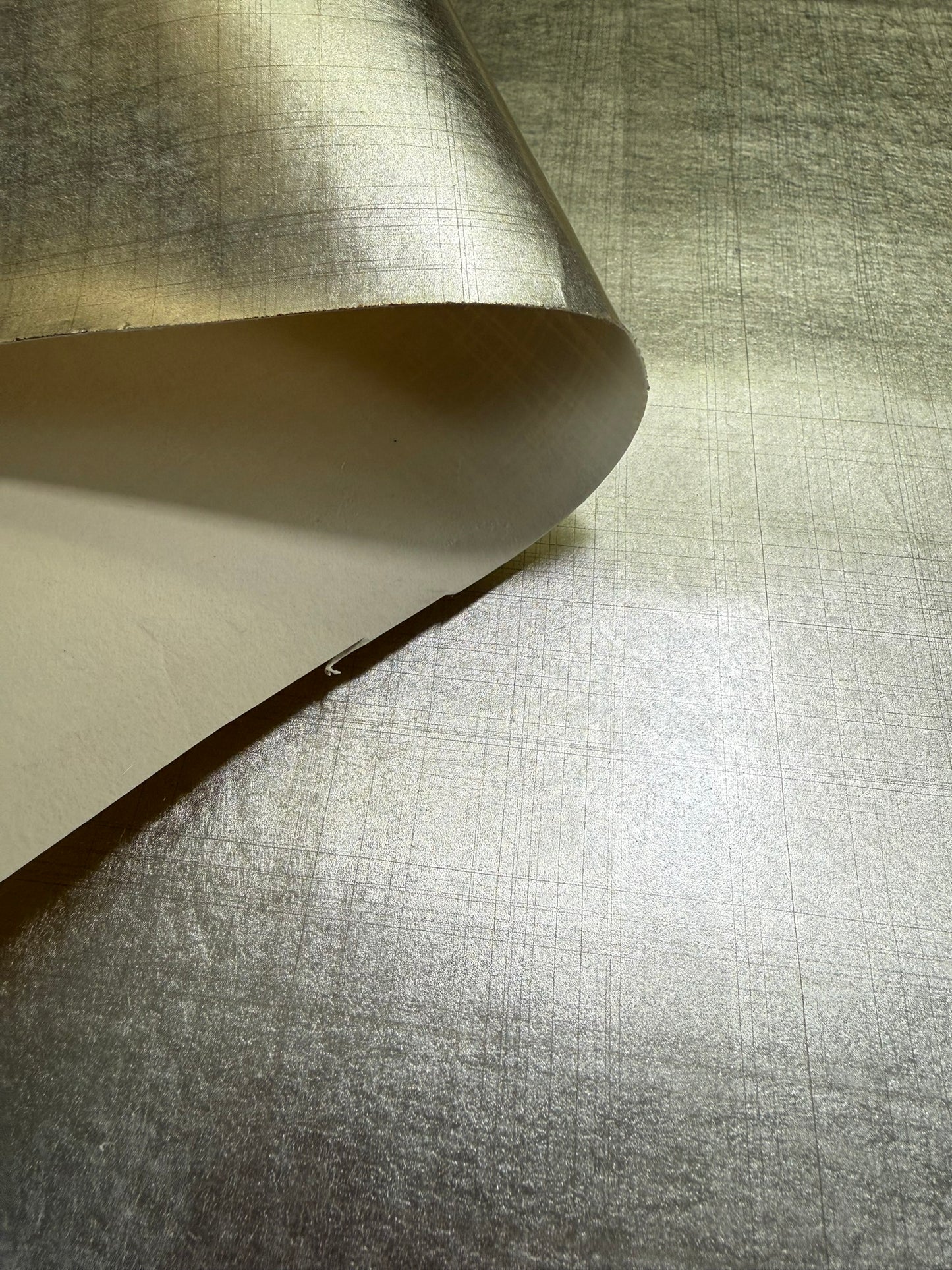 Scalamandre Foil Aluminum Wallpaper Silver Gray Gold Leaf on Rice Paper - By The Yard - MSRP USD402/y