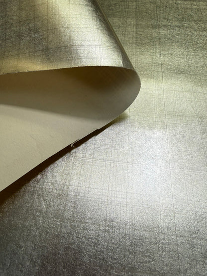 Scalamandre Foil Aluminum Wallpaper Silver Gray Gold Leaf on Rice Paper - By The Yard - MSRP USD402/y