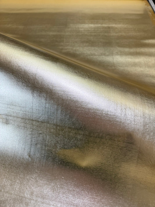 Scalamandre Foil Aluminum Wallpaper Silver Gray Gold Leaf on Rice Paper - By The Yard - MSRP USD402/y