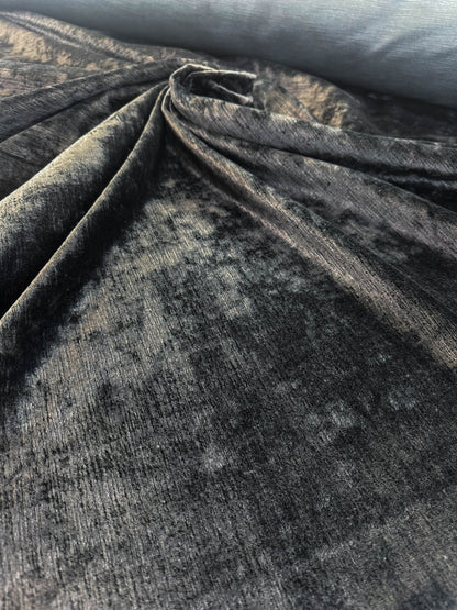 Scalamandre Como Linen II Caviar Black Velvet Solid Cotton - By The Yard - MSRP USD340/y