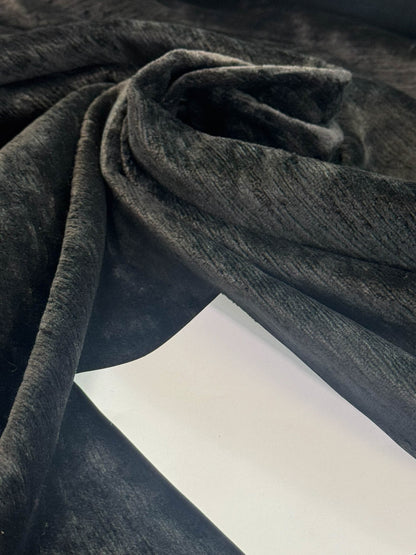 Scalamandre Como Linen II Caviar Black Velvet Solid Cotton - By The Yard - MSRP USD340/y