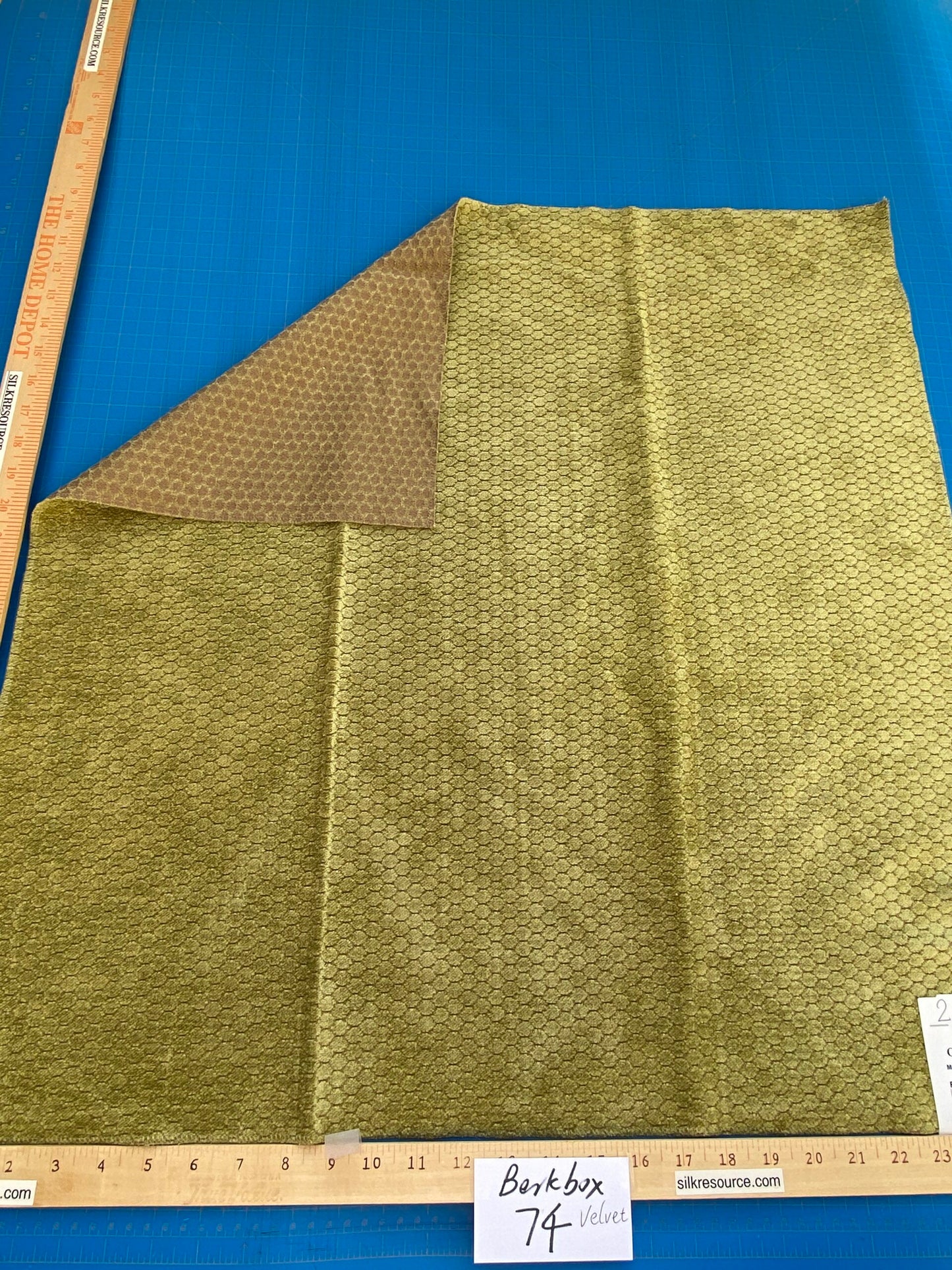 22 Berkbox74 Square Velvet by Grey Watkins Monterroso Moss Green Texture MSRP USD 192/Y