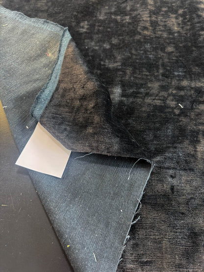 Scalamandre Como Linen II Caviar Black Velvet Solid Cotton - By The Yard - MSRP USD340/y