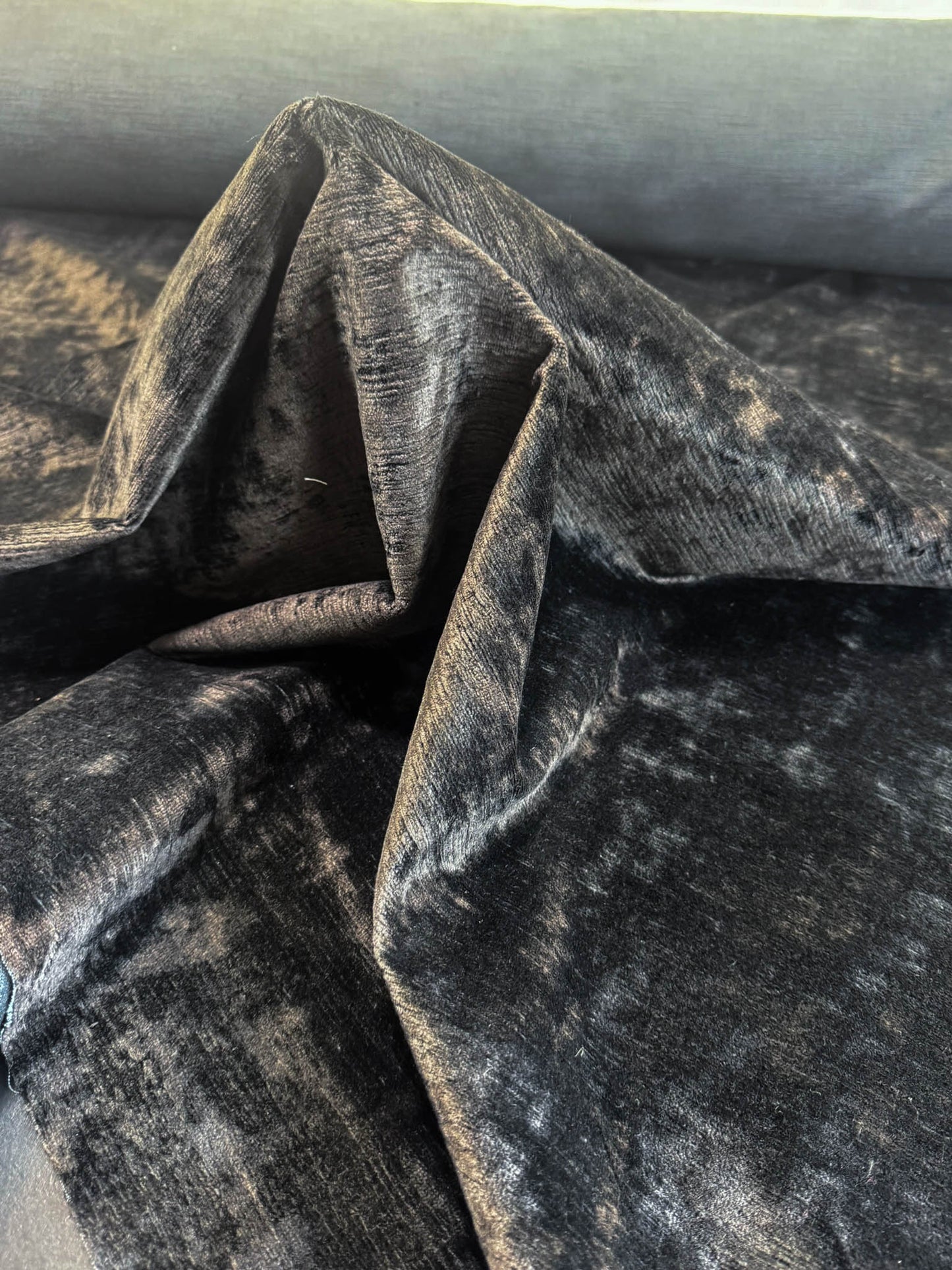 Scalamandre Como Linen II Caviar Black Velvet Solid Cotton - By The Yard - MSRP USD340/y