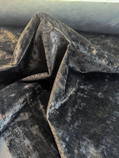 Scalamandre Como Linen II Caviar Black Velvet Solid Cotton - By The Yard - MSRP USD340/y