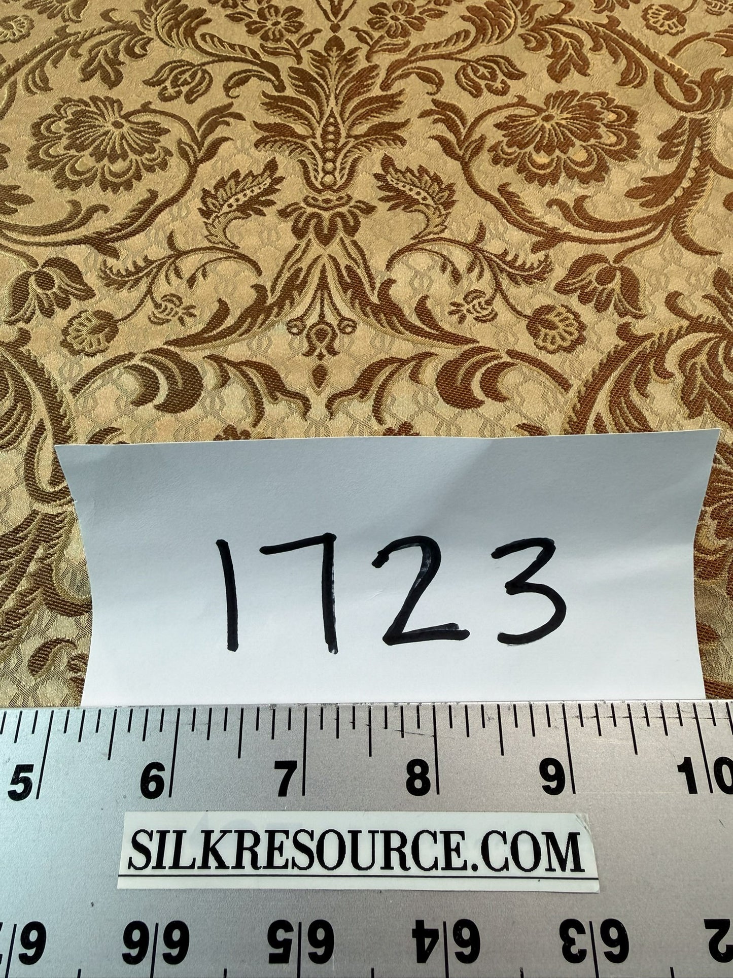 In Name of Rose Medallion Acanthus Renaissance Silk Damask Jacquard Gold Copper MSRP USD 225Y