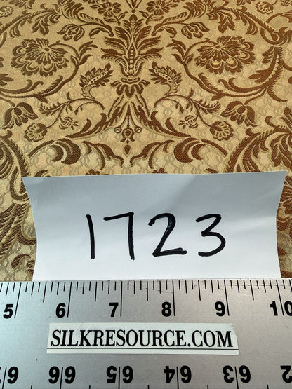 In Name of Rose Medallion Acanthus Renaissance Silk Damask Jacquard Gold Copper MSRP USD 225Y