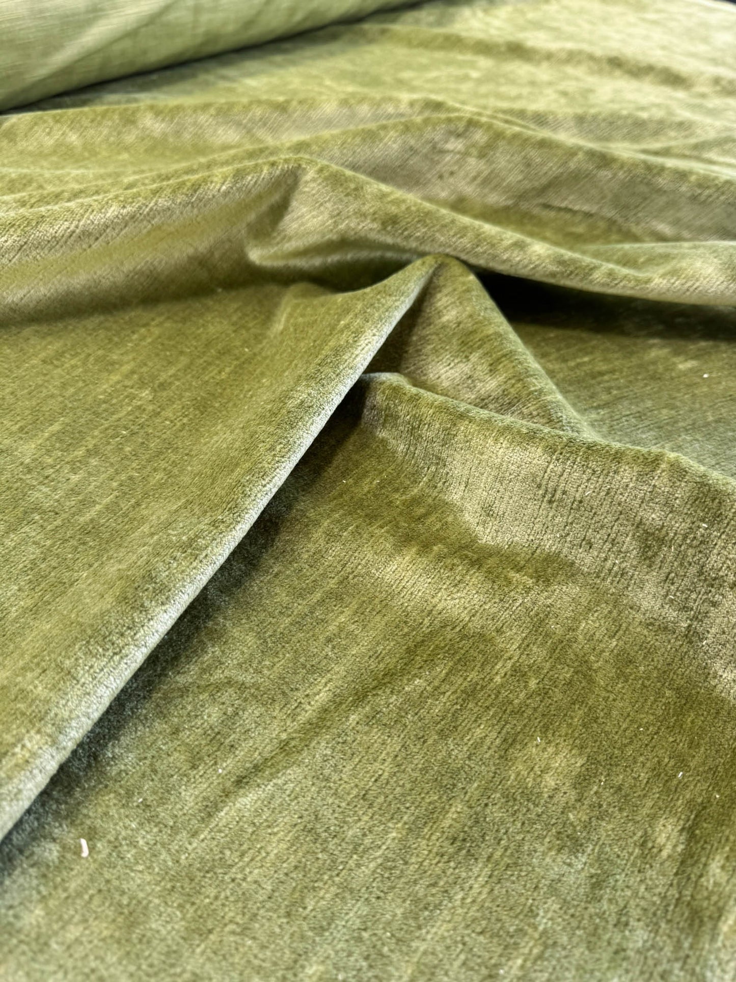 Scalamandre Como Linen II Celadon Green Velvet Solid Cotton - By The Yard - MSRP USD340/y