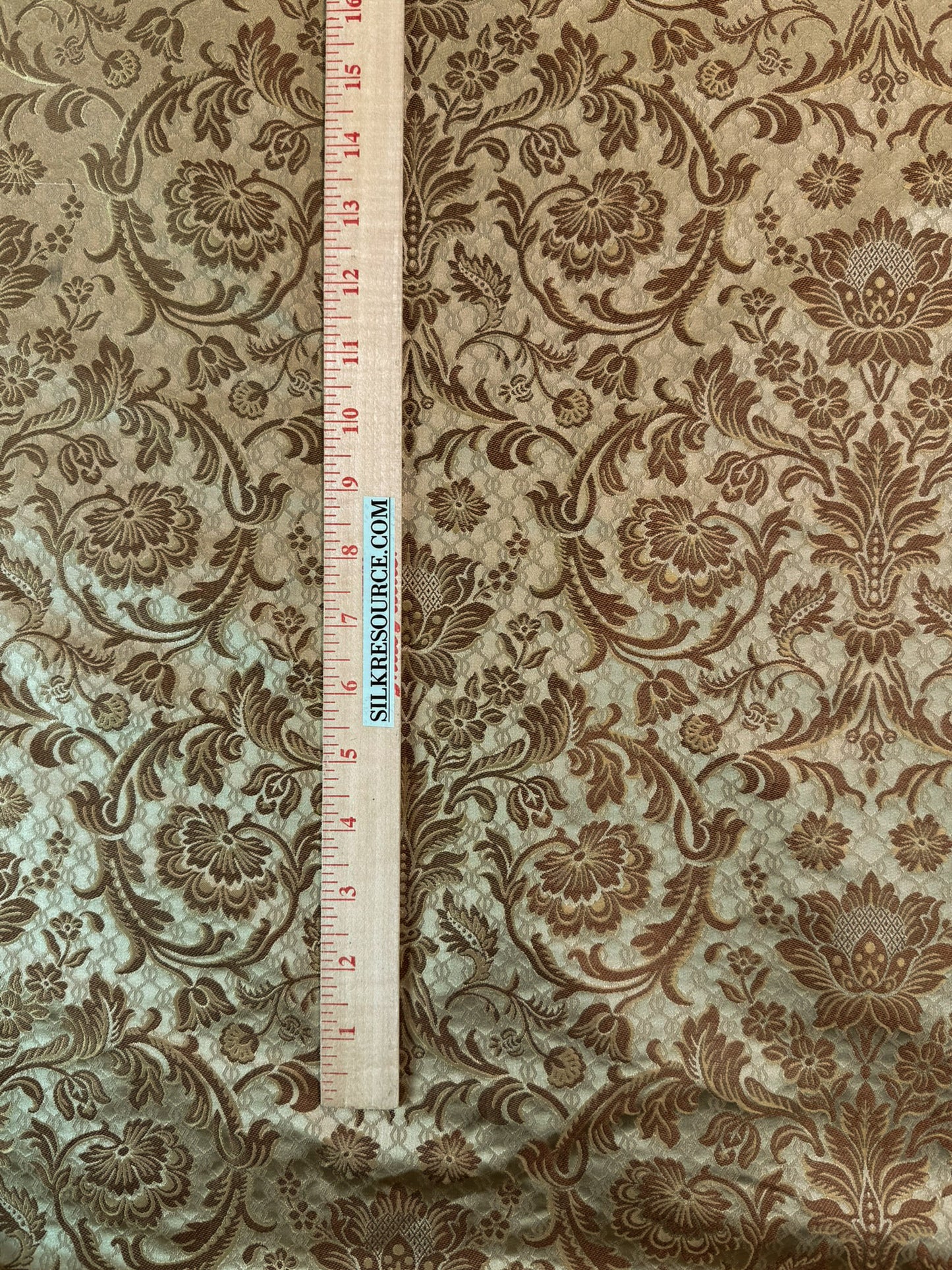 In Name of Rose Medallion Acanthus Renaissance Silk Damask Jacquard Gold Copper MSRP USD 225Y