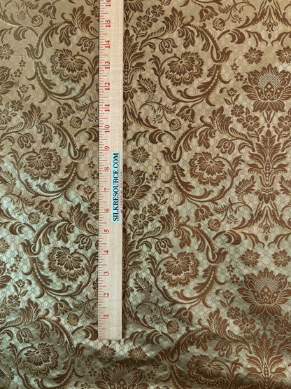 In Name of Rose Medallion Acanthus Renaissance Silk Damask Jacquard Gold Copper MSRP USD 225Y