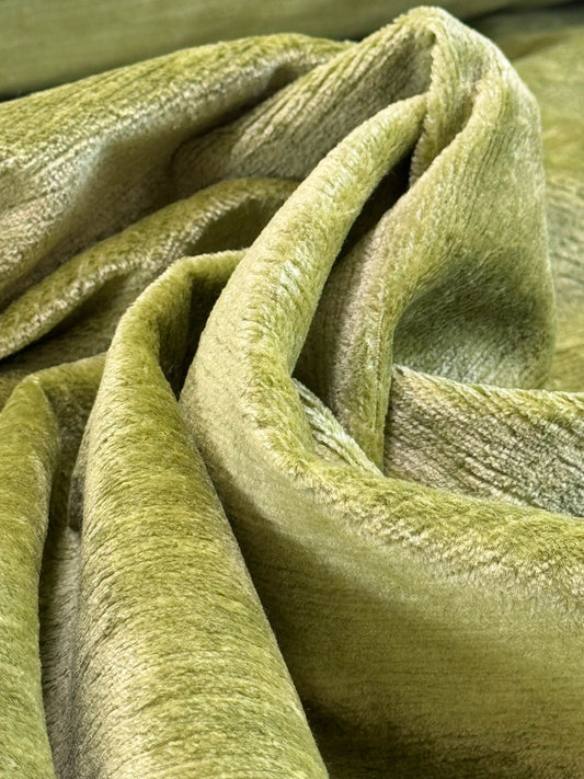 Scalamandre Como Linen II Celadon Green Velvet Solid Cotton - By The Yard - MSRP USD340/y