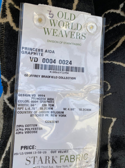 25 Berkbox74 Square Velvet by Old World Weavers Princess Aida Graphite Cut Velvet Silky Black MSRP USD 228/Y