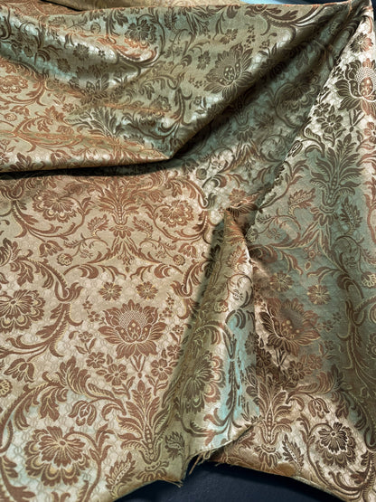 In Name of Rose Medallion Acanthus Renaissance Silk Damask Jacquard Gold Copper MSRP USD 225Y
