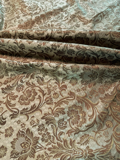 In Name of Rose Medallion Acanthus Renaissance Silk Damask Jacquard Gold Copper MSRP USD 225Y