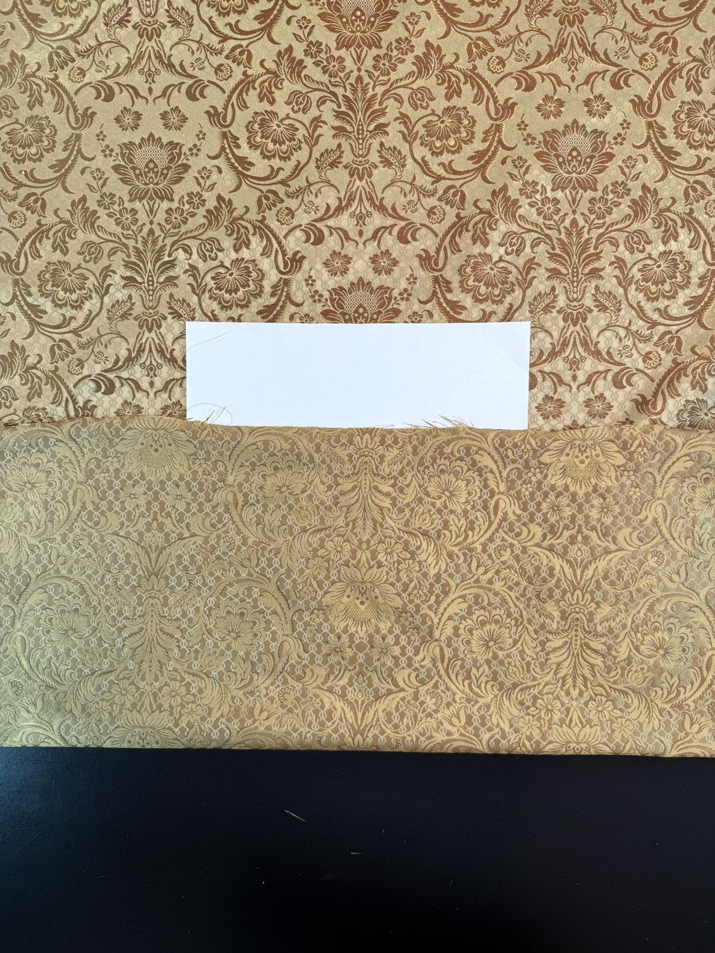 In Name of Rose Medallion Acanthus Renaissance Silk Damask Jacquard Gold Copper MSRP USD 225Y
