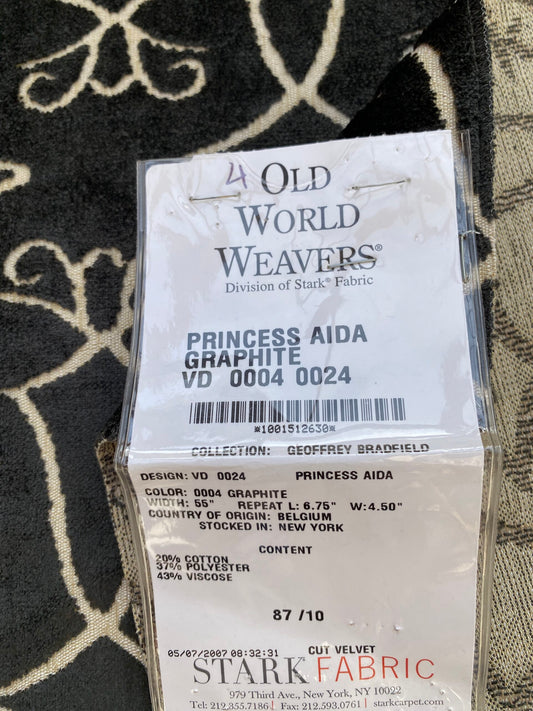 26 Berkbox74 Square Velvet by Old World Weavers Princess Aida Graphite Cut Velvet Silky Black MSRP USD 228/Y