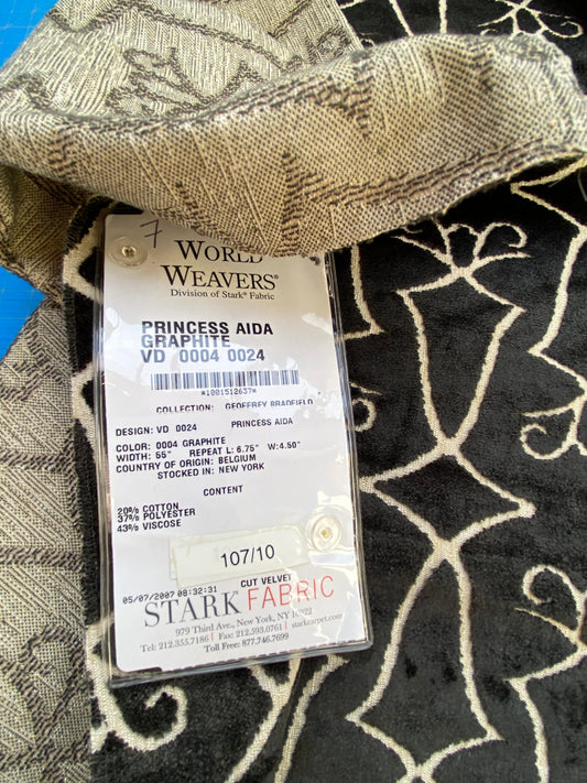 28 Berkbox74 Square Velvet by Old World Weavers Princess Aida Graphite Cut Velvet Silky Black MSRP USD 228/Y