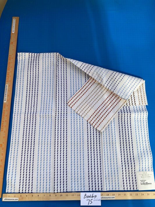 1 Berkbox75 Square Embroidery by Old World Weavers Matira Beach Blue Bay Stripe White MSRP USD 118/Y