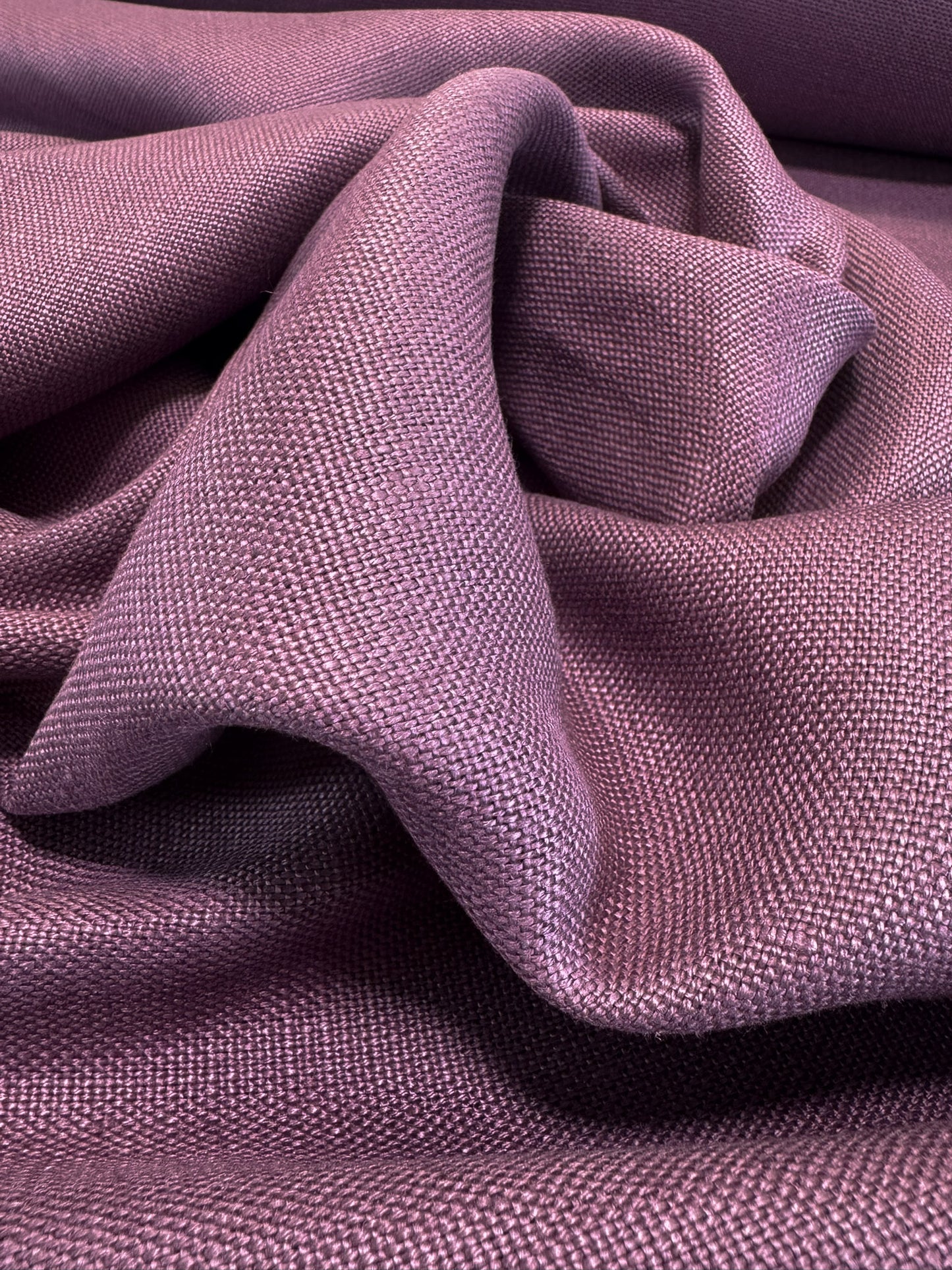 Scalamandre Lakeside Linen Eggplant Purple Solid Texture 100% Linen -By The Yard - MSRP USD 158/y