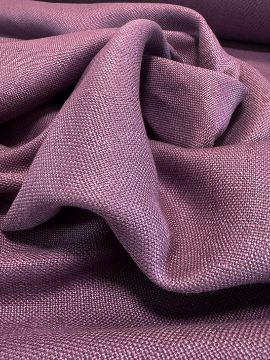 Scalamandre Lakeside Linen Eggplant Purple Solid Texture 100% Linen -By The Yard - MSRP USD 158/y