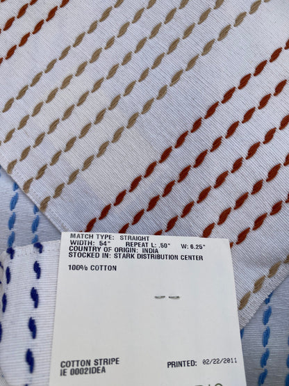 1 Berkbox75 Square Embroidery by Old World Weavers Matira Beach Blue Bay Stripe White MSRP USD 118/Y