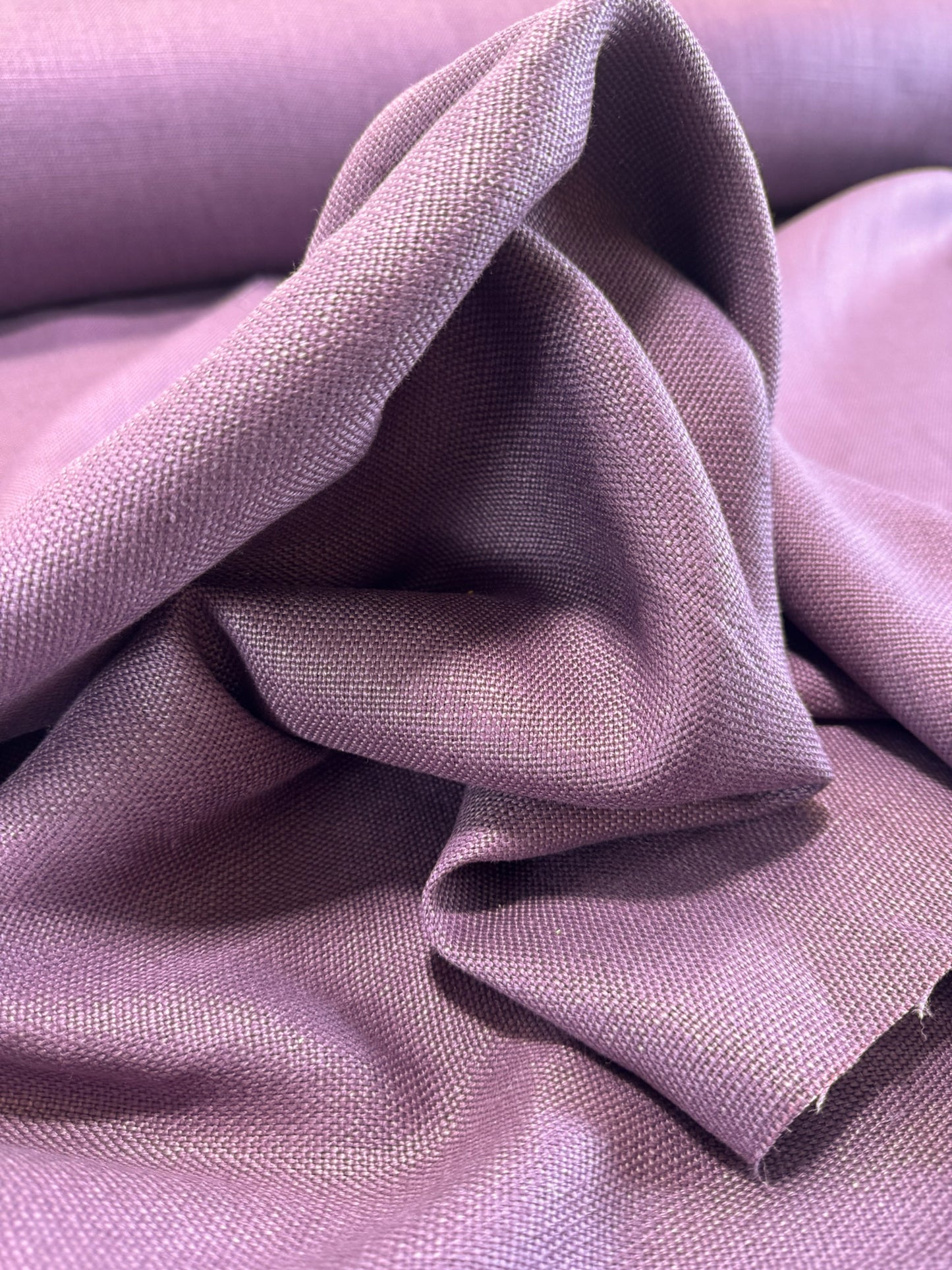 Scalamandre Lakeside Linen Eggplant Purple Solid Texture 100% Linen -By The Yard - MSRP USD 158/y