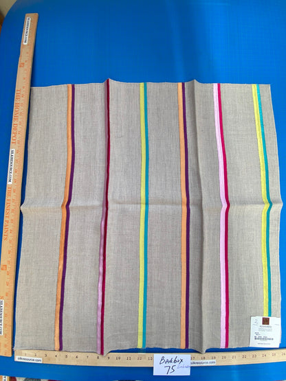 3 Berkbox75 Square Embroidery by Alhambra Altik Multi Stripe Kids Nursery on Beige MSRP USD 300+/Y