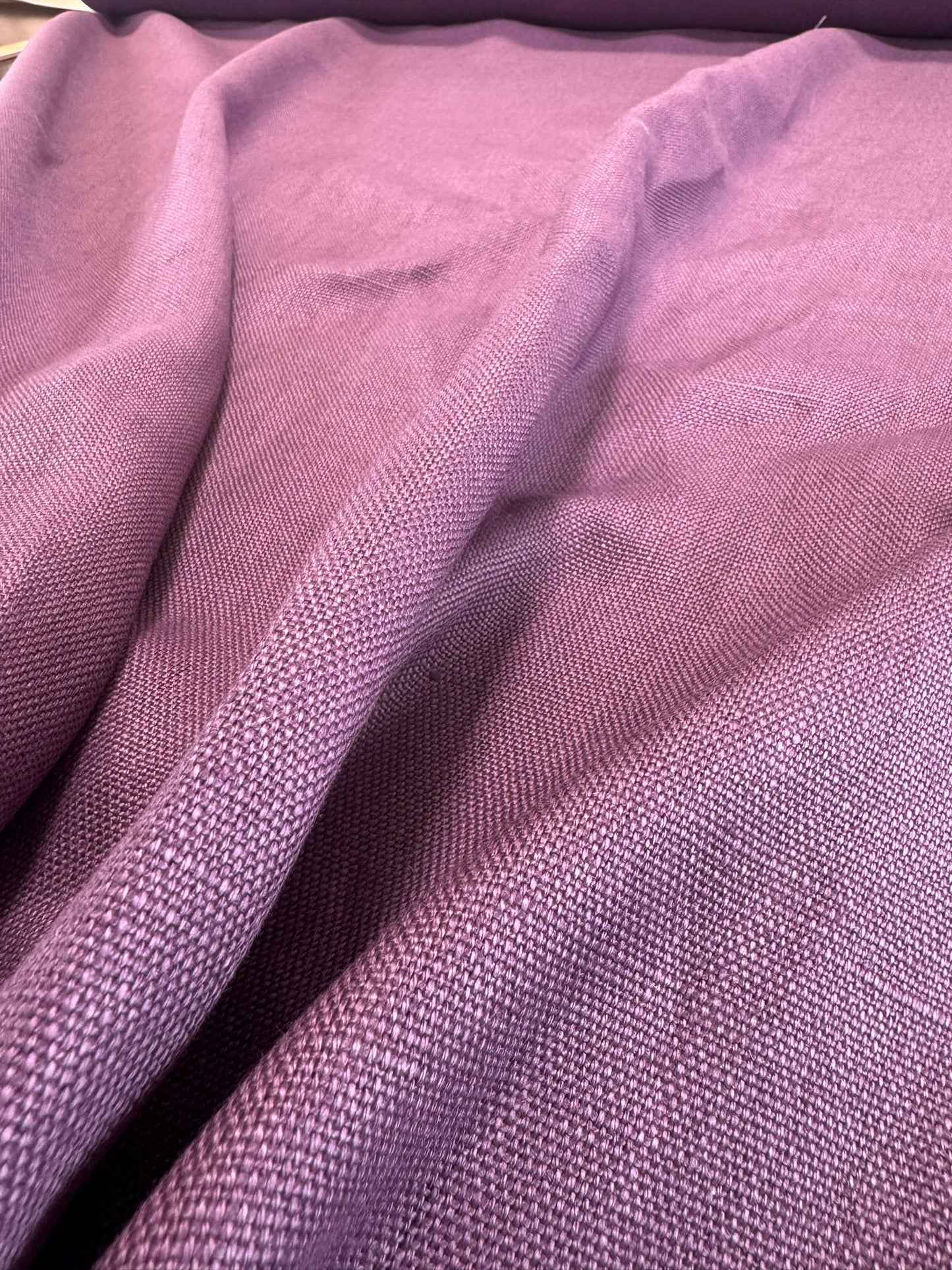 Scalamandre Lakeside Linen Eggplant Purple Solid Texture 100% Linen -By The Yard - MSRP USD 158/y