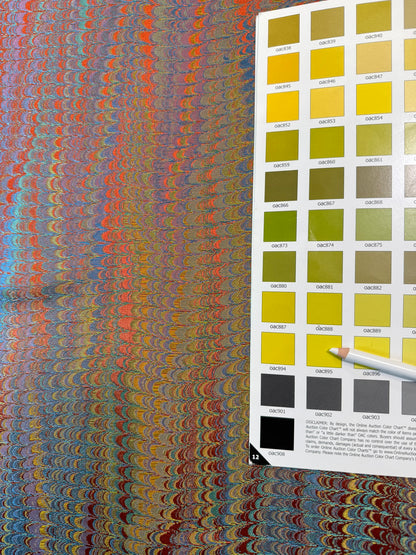 Scalamandre Ebru Silk Weave Jewel Marbled Paper Silk Jacquard Texture Orange Blue Purple Red MSRP USD 424