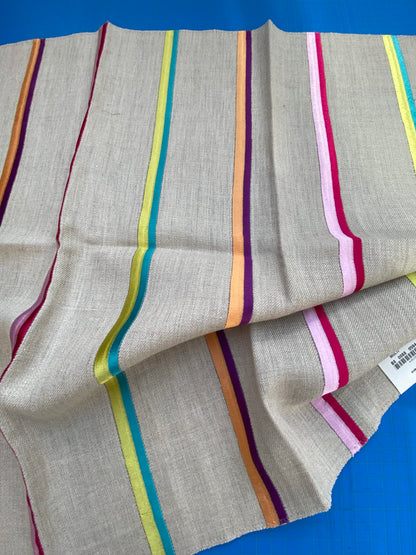 3 Berkbox75 Square Embroidery by Alhambra Altik Multi Stripe Kids Nursery on Beige MSRP USD 300+/Y