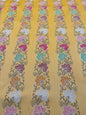 Scalamandre Fleur Multi/Maize Yellow Radiance Traditional Flower Garland Stripe Red Pink Blue Yellow Cotton - By The Yard - MSRP USD216/y