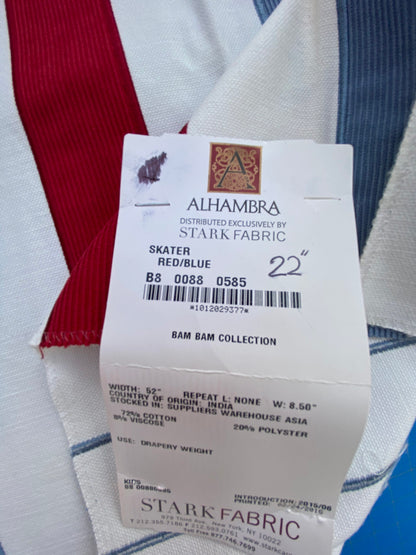 5 Berkbox75 Square Embroidery by Alhambra Skater Red/Blue White 1.2yd x 28" MSRP USD 300+/Y
